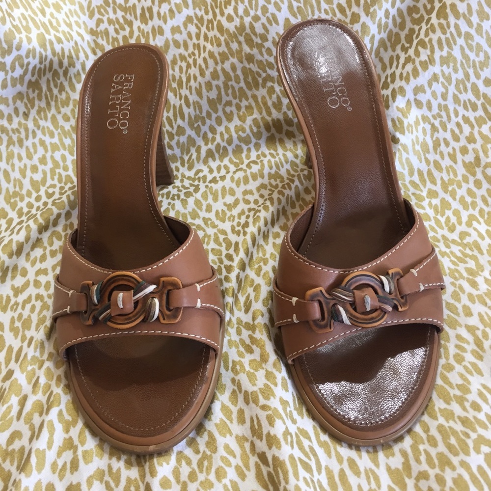 Franco Sarto Natural Brown Heel Mule/Slides